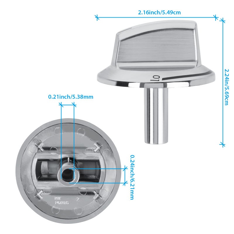 TURNEGOO Upgrade 5304525746 Long Stem Stove Knobs Replacements  Compatible with Frigidaire Gas Stove Range Oven Knobs  Replacement Part for 5304504839 (4 Packs) - Image 2